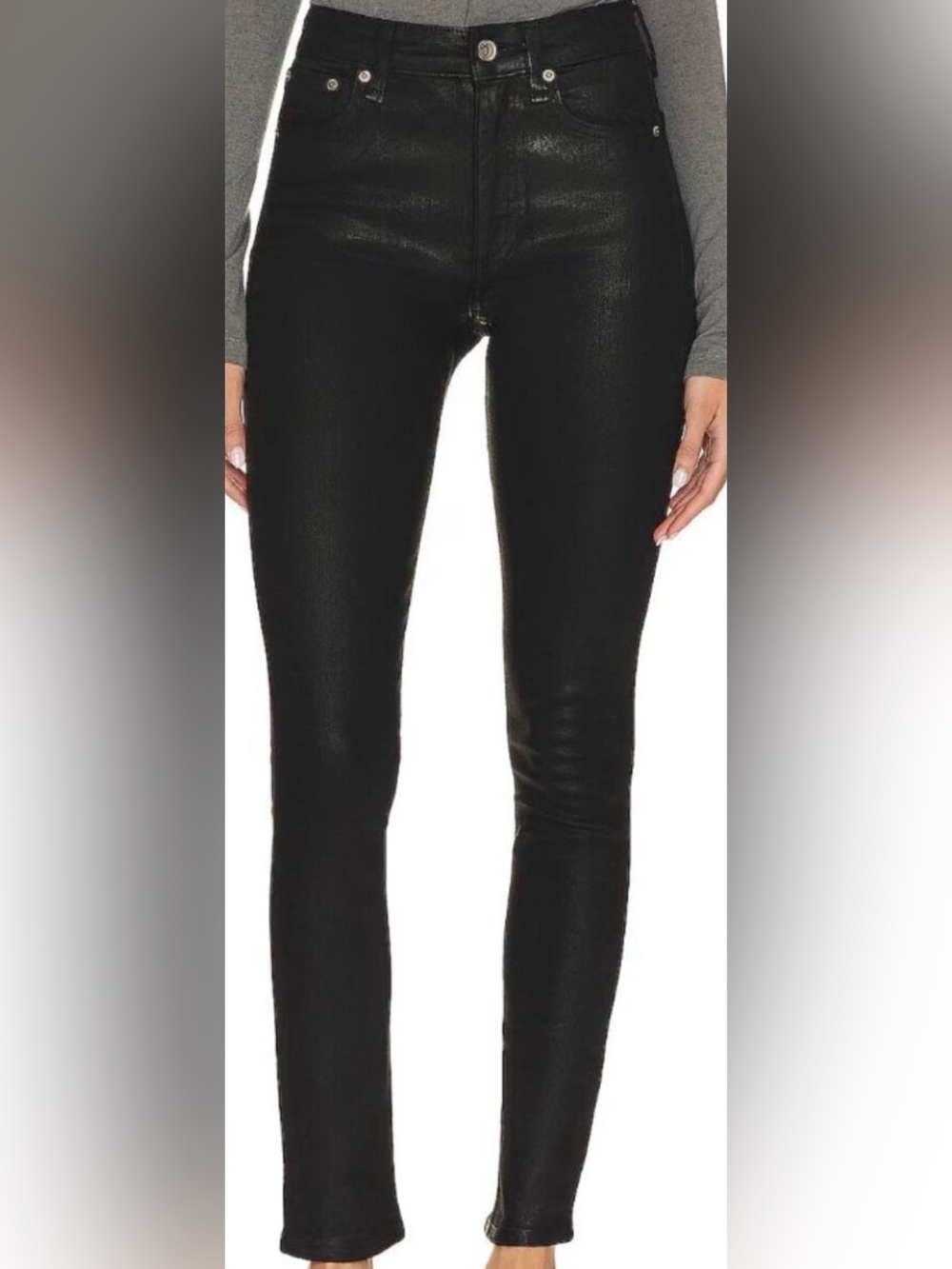 RAG & BONE New York Black Coated High Rise Skinny Jeans Size 25 NWOT